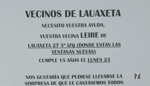 Un santurtziarra pide a sus vecinos que feliciten a su hija por su cumpleaños