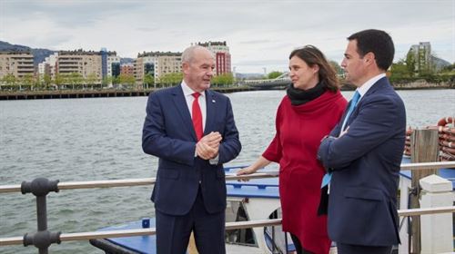 Diputación, Puerto y Erandio ratifican su colaboración en los proyectos del bulevar de la ría y del puente móvil