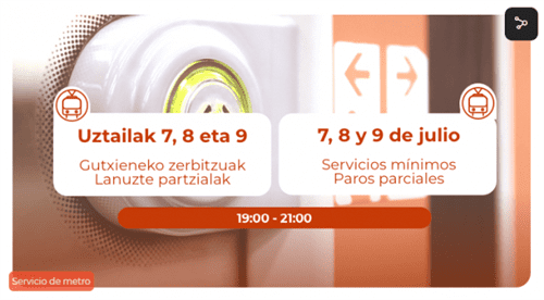 SERVICIOS MÍNIMOS 7, 8 Y 9 DE JULIO DE 1900 A 2100 HORAS