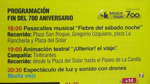 Portugalete cerrará el 30 de diciembre las celebraciones del 700 con una programación especial