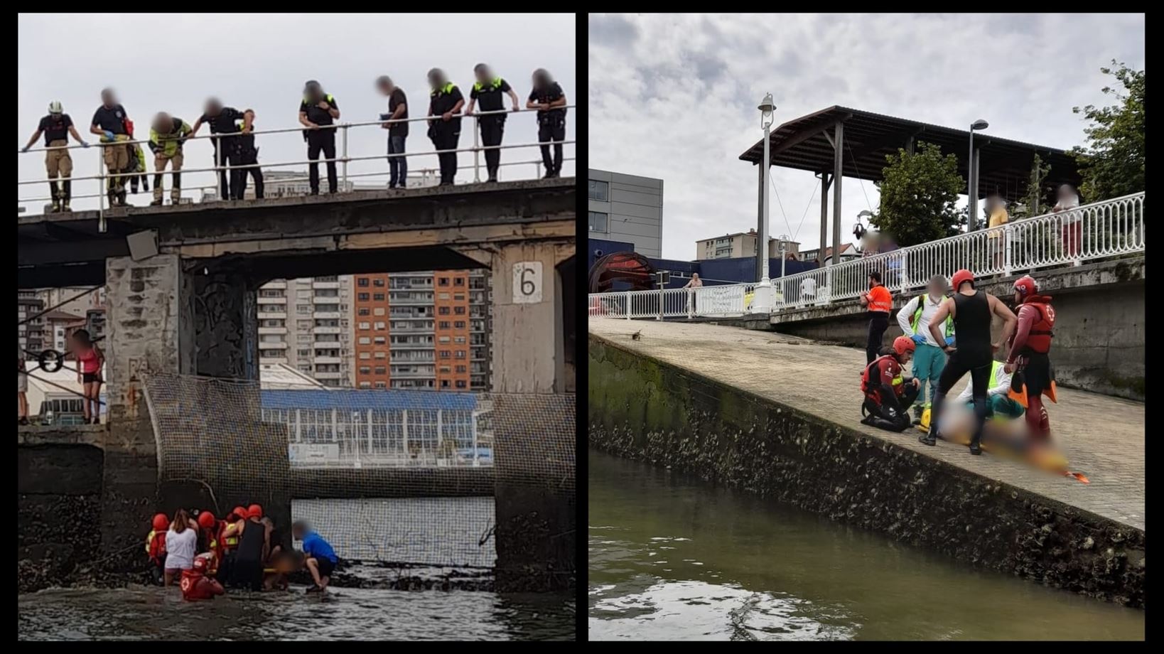 Rescatan a un hombre de aguas de la ría en Portugalete