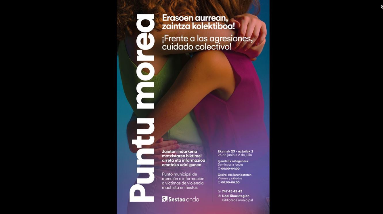 Sestao instalará un Punto Morado en la Biblioteca Municipal durante las fiestas de San Pedro