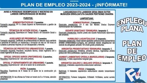 El Ayuntamiento de Muskiz contratará a 18 personas desempleadas del municipio