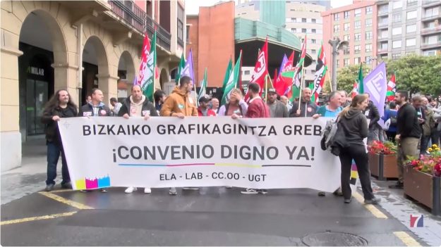 Trabajadores del sector de Artes Gráficas de Bizkaia se manifiestan en Barakaldo